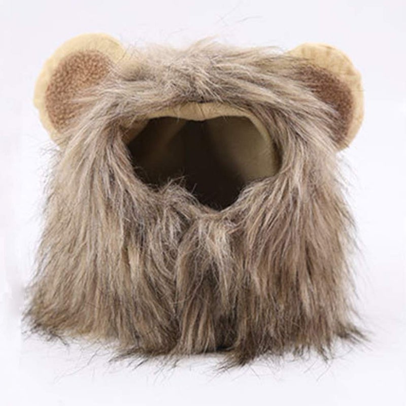 CBLUO Halloween Cat Lion Mane Wig Costume Christmas Little Dog Lion Hair Adjustable Washable Funny Pet Puppy Dress Up Hat Cute Kitten Kitty Hair Mane with Ears for Holiday Photo Shoots Cospaly Party Size S - Image 5